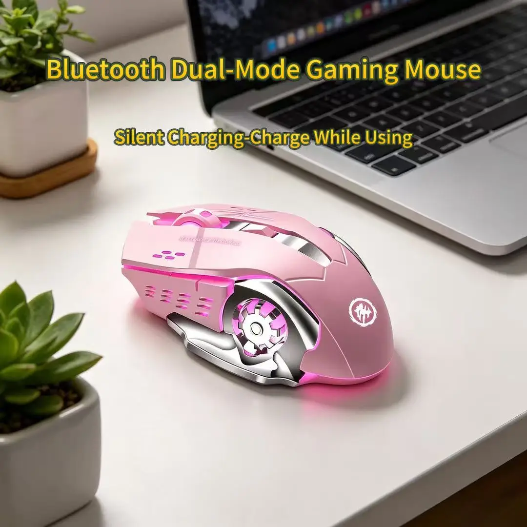 Pc Gaming Pink - Wireless Gaming Mouse Bluetooth Dual-Mode Silent